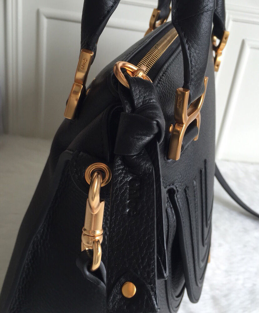 Chloe Marcie Grained Calfskin Leather Handbag Black